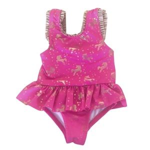 3/$15 Penelope Mack Pink + Gold Unicorn Swimsuit